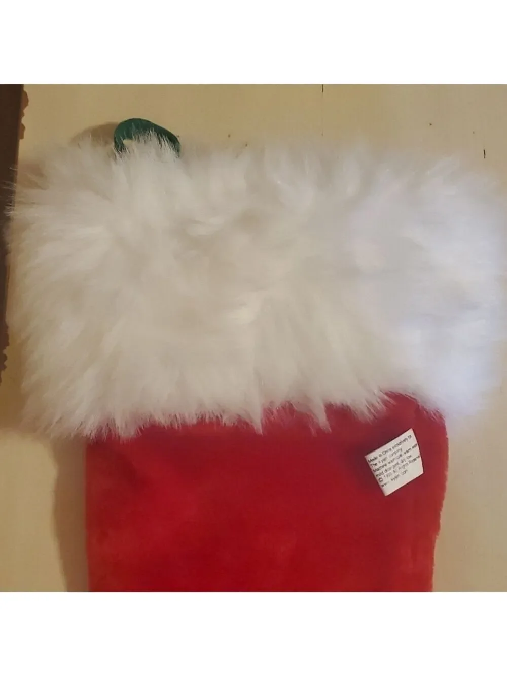 Dog Christmas stocking Plush Pet Dog Holiday Red Green Faux Fur Paw Shape